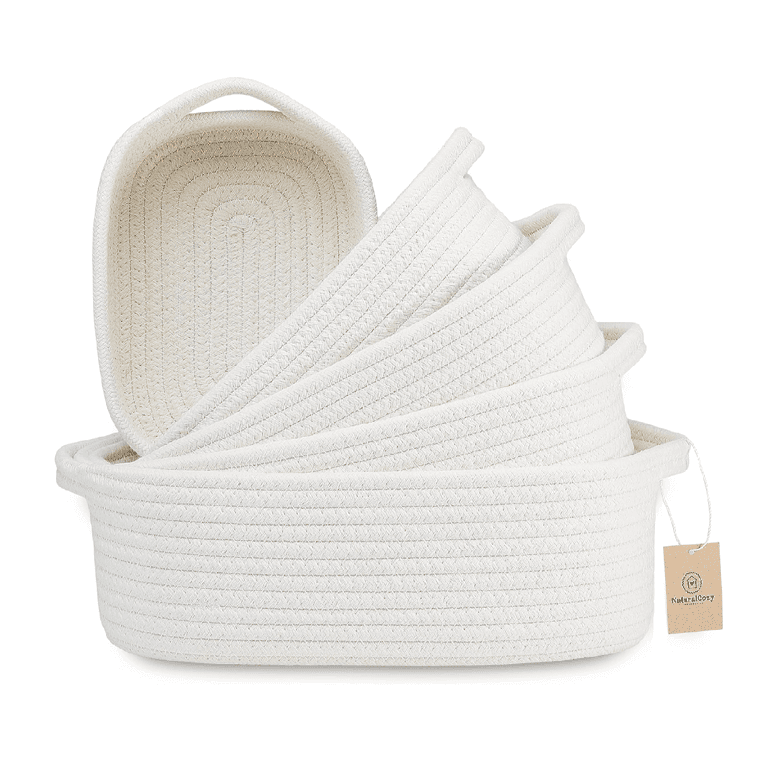 NaturalCozy Storage Basket 5-Piece Rectangle Set White