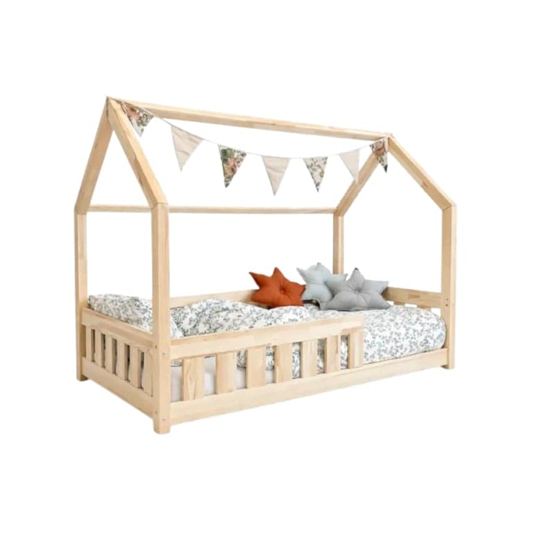Mia&Lou Letto a casetta Con Barriera Lily Naturale 80 x 160 cm