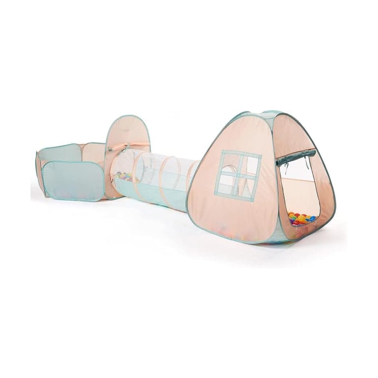 UTEX 3-in-1 Pop Up Play Tent With Tunnel & Ball Pit Orange/Green