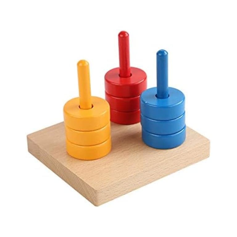 Adena Montessori Colored Discs on 3 Colored Dowels