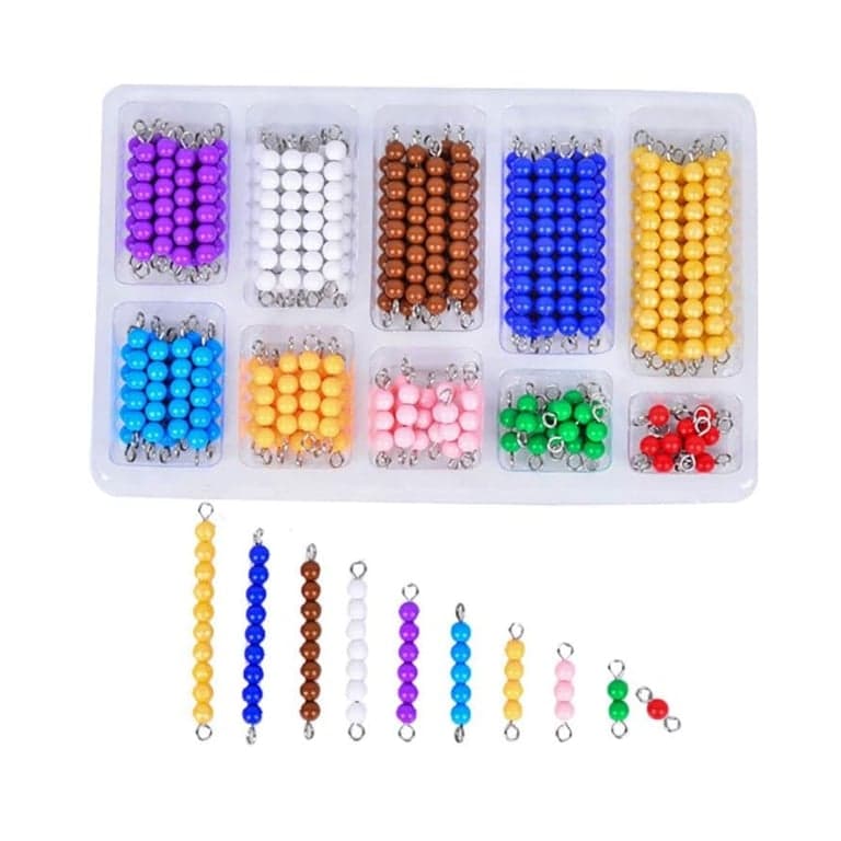 Kghios Montessori 10 Sets of Colord Bead Chains 1-10