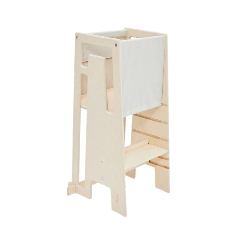 Tuki® Set Iniziale Torre di Apprendimento in Betulla Artica con Telo Color Sabbia