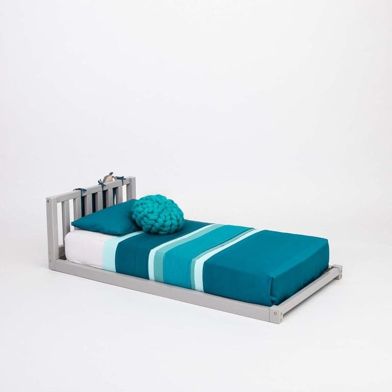 Sweet Home From Wood Wooden Floor Bed With Headboard Full Gray