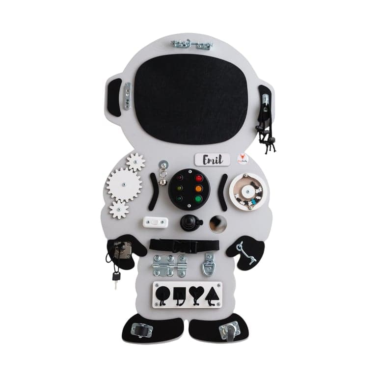 Foxy Family Busy Board Jan l'Astronauta Con Nome Con Supporto