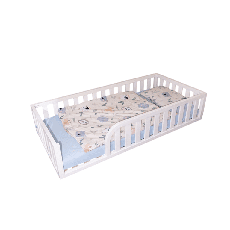 MandreleKids Letto a Pavimento Bianco Con Angoli Esterni Quadrati Misura Completa