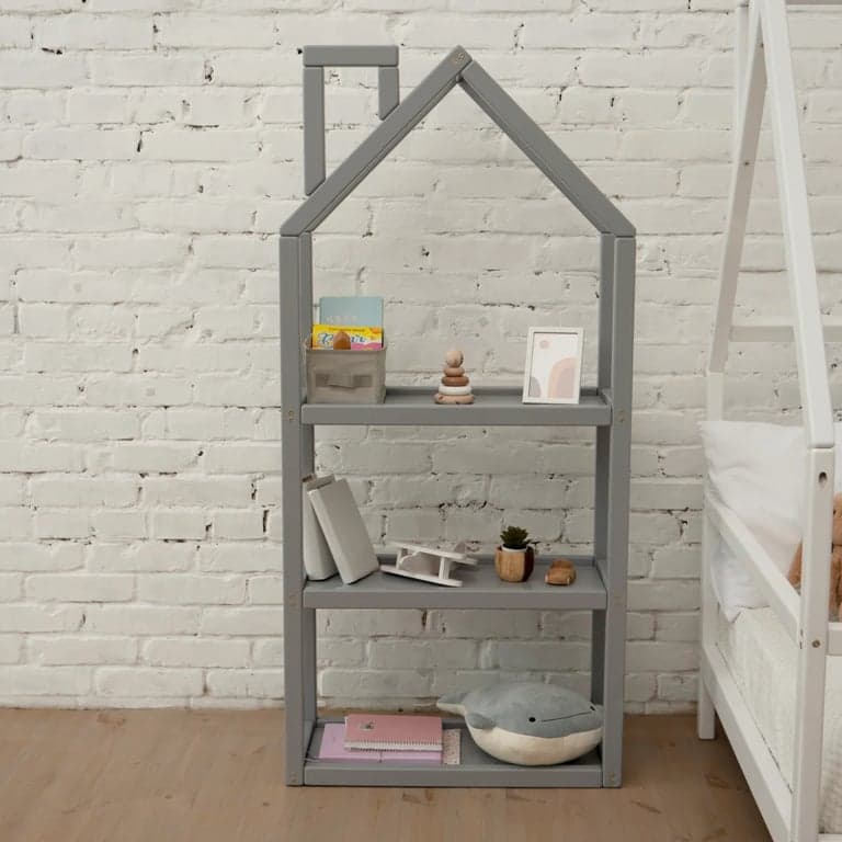 BusyWood Wooden House Shelf Gray 27.56 Inch