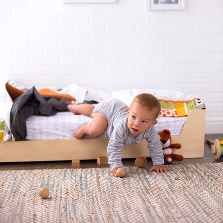 Sprout Kids Twin Size Birch Montessori Floor Bed With 2 Low Sides Natural