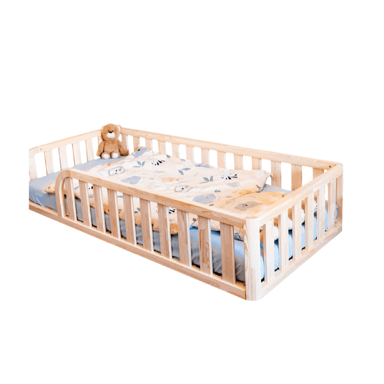 MandreleKids Letto a Terra Naturale con Angoli Esterni Arrotondati Dimensione Twin