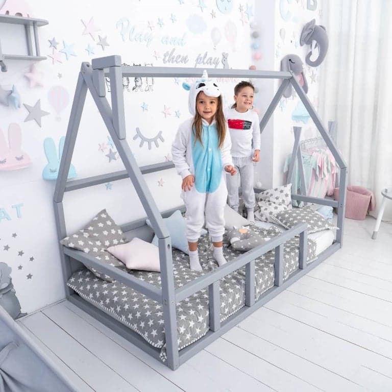 BusyWood Floor Bed Without Slats Model 1 Gray King