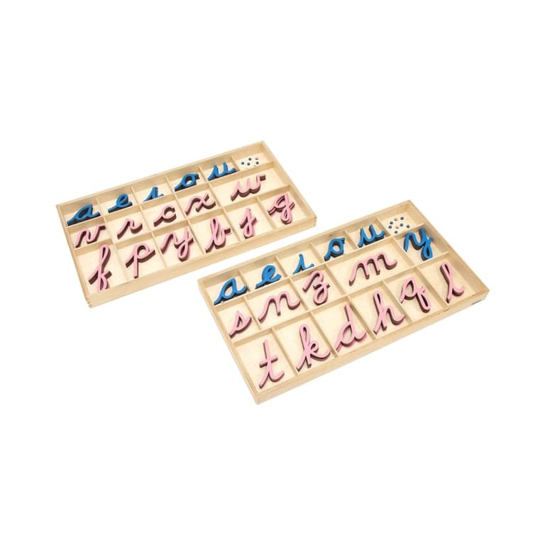 Alison's Montessori Large Movable Alphabet Cursive Pink and Blue Premium Quality