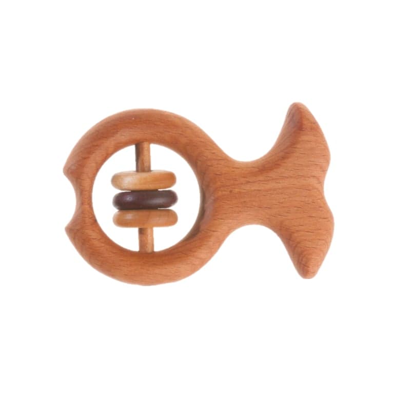 PoppyBabyCo Organic Wooden Rattle-Teether Fish