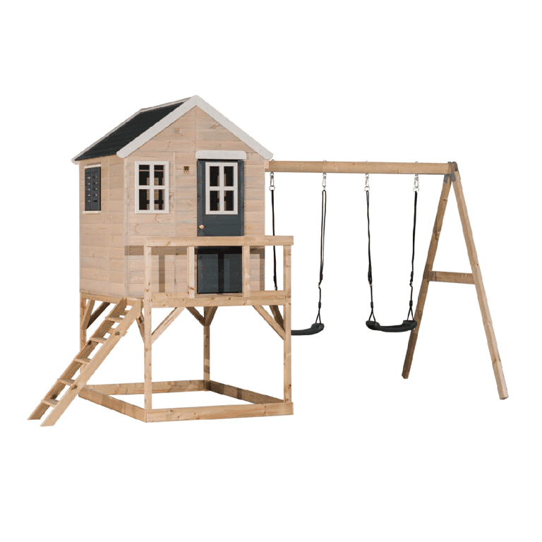 Wendi Toys My Lodge Altalena con Piattaforma e Doppia Altalena Grigio