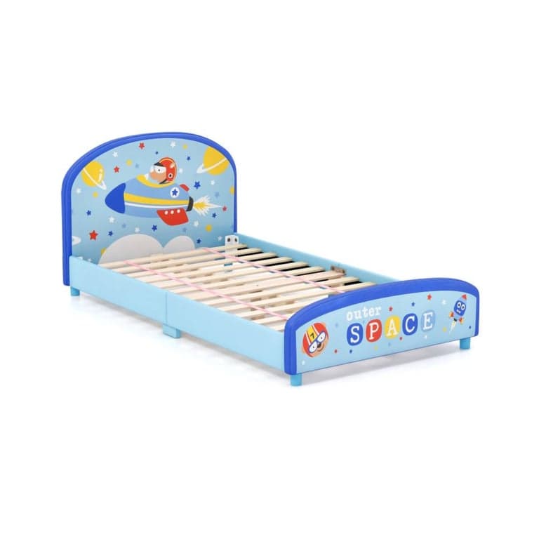 Costway Twin Bed Platform With Slat Support Blue