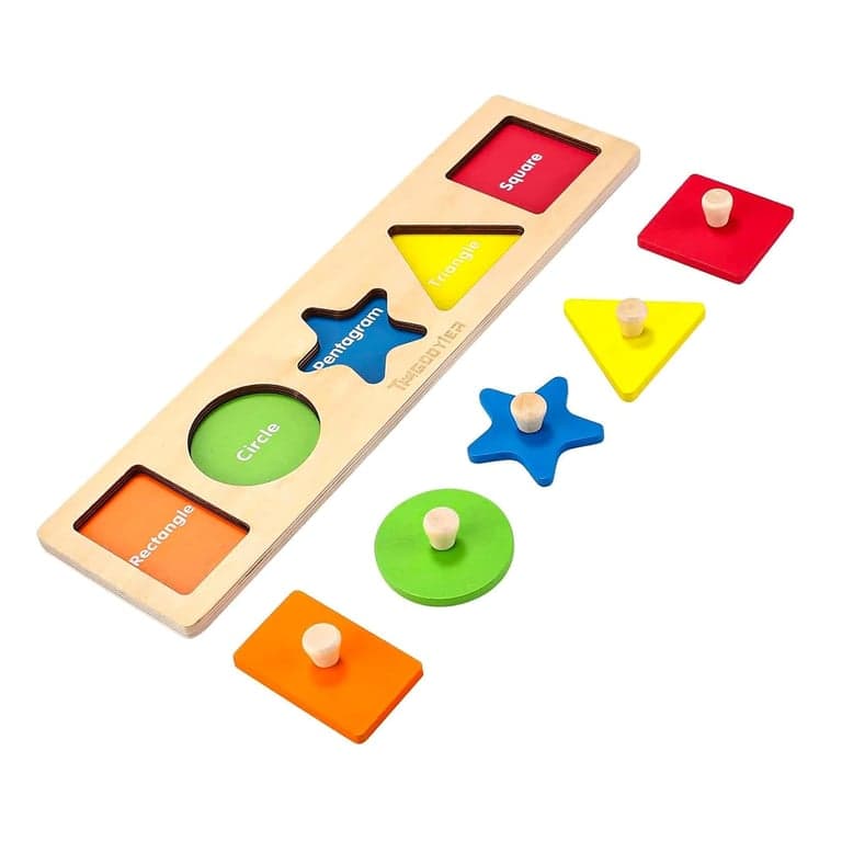 QODOFLR Shape Puzzle With Pegs First Shapes Jumbo Knob