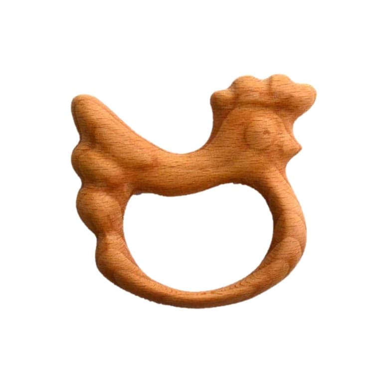PoppyBabyCo Organic Wooden Rattle-Teether Hen
