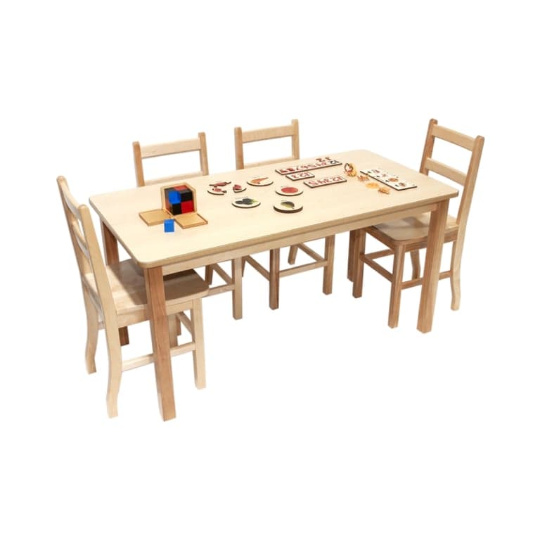 Alison's Montessori Solid Birch Classroom Table 24 x 48 Inches Laminate Top Rectangular Table Leg 22 Inches