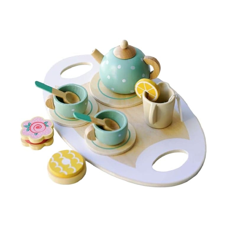 MIKNEKE Wooden Tea Party Set