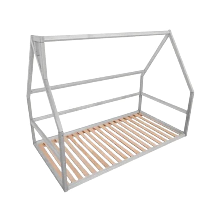 BusyWood House Floor Bed With Slats Model 1 Gray King
