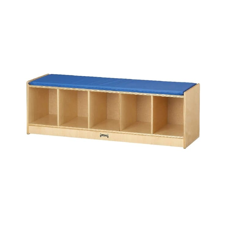 Jonti-Craft 5-Section Bench Locker With Blue Cushion