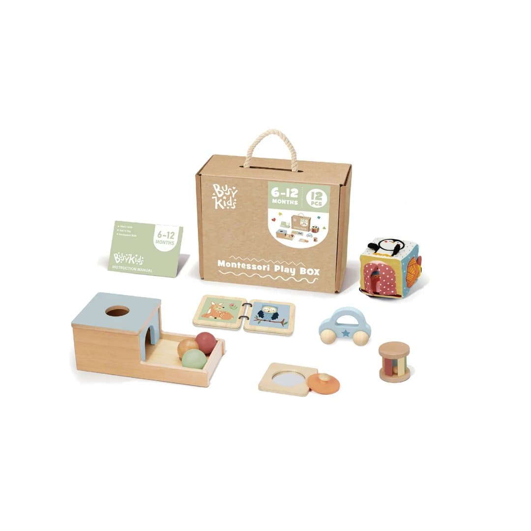 Busy Kids Montessori Scatola da Gioco Set 6-12 Mesi