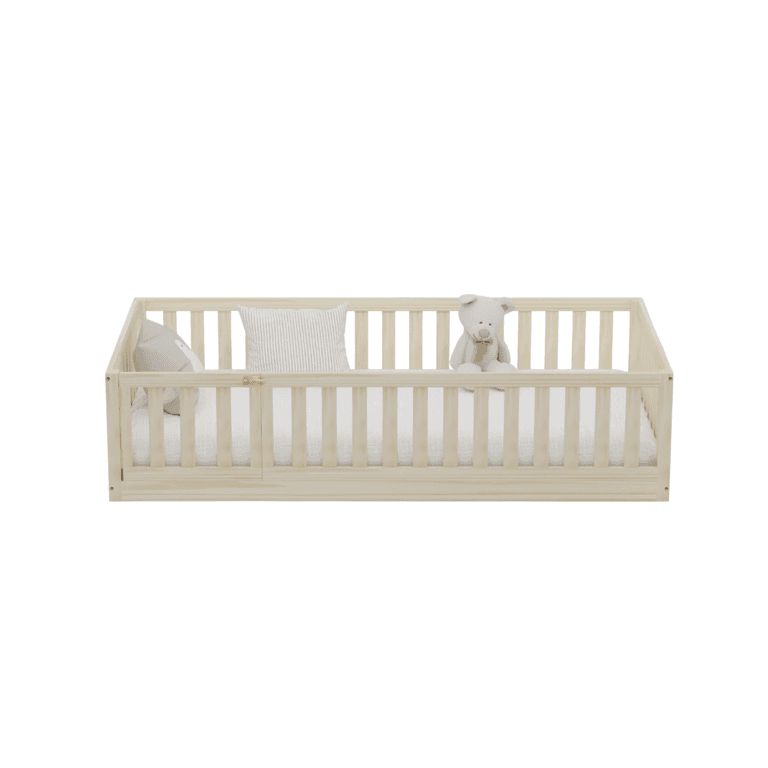 Custom Kids Furniture Gianna Twin Floor Bed With Gate and Slats
