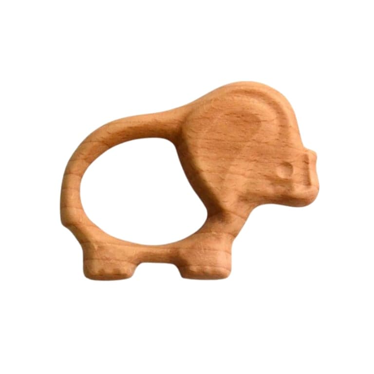 PoppyBabyCo Organic Wooden Rattle-Teether Elephant