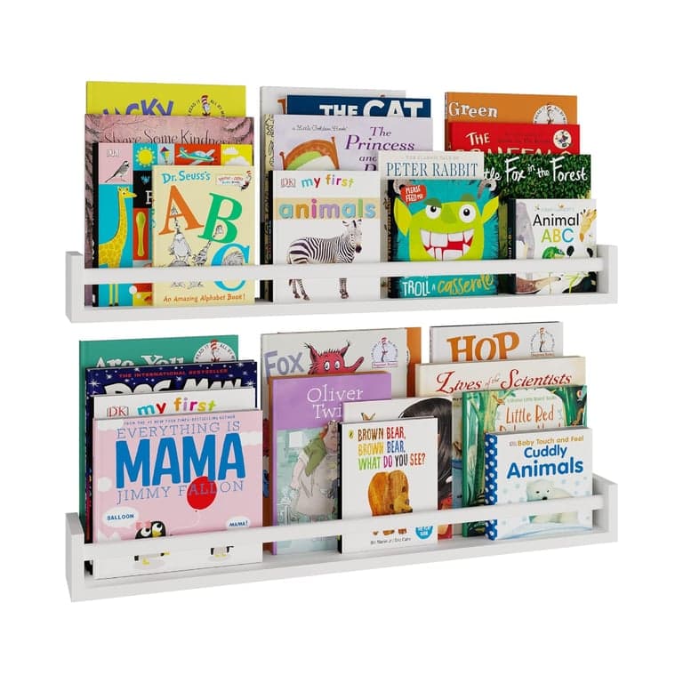 Wallniture Utah 32 Inches Floating Bookshelves Set of 2 White
