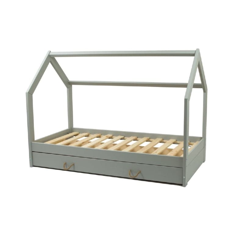 Merly Letto a Pavimento con Contenitore Grigio Misura Bambino 160 x 80 cm