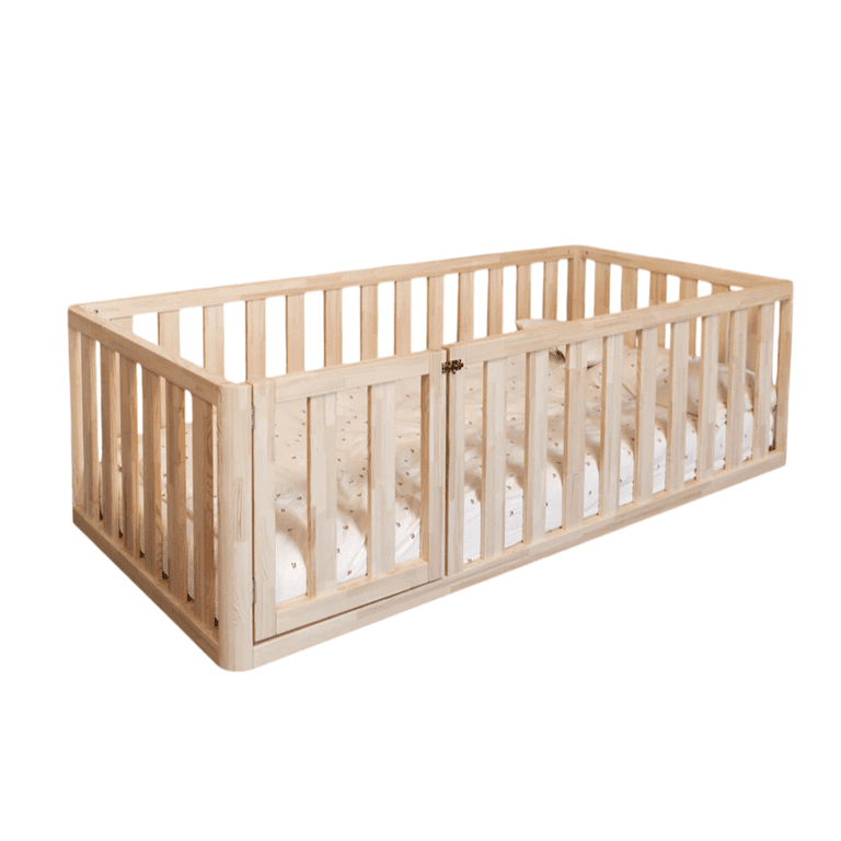 MandreleKids Letto Alto Naturale Con Angoli Esterni Arrotondati Dimensione Completa