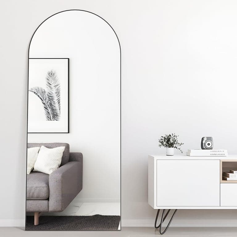 Elemango Arched Top Standing Mirror 65 x 24 Black