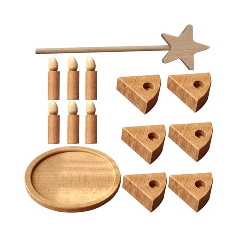 HOMSFOU Wooden Birthday Party Cake Play Set