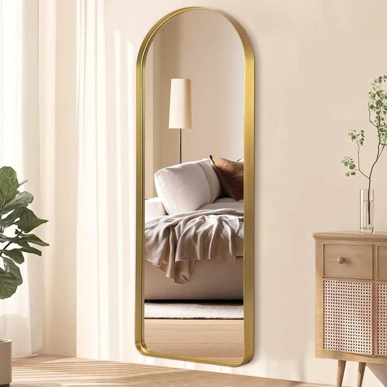 NicBex Arched Full Length Wall Mounted Mirror 64 x 21 Inches Brushed Gold