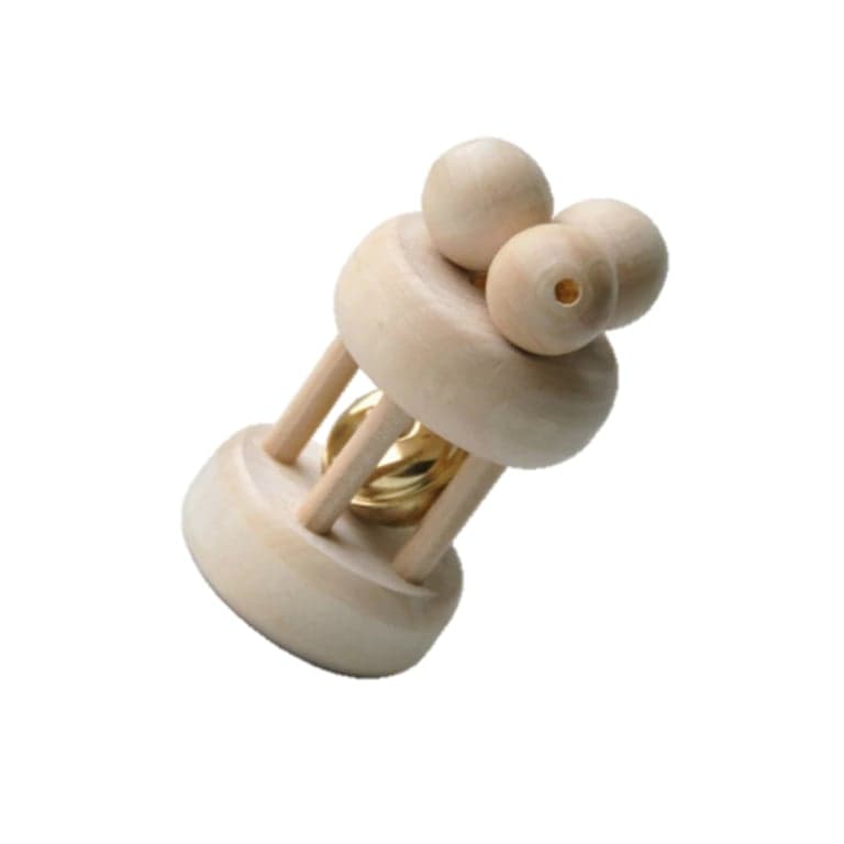 PoppyBabyCo Wooden Rolling Rattle Bell Cylinder Small