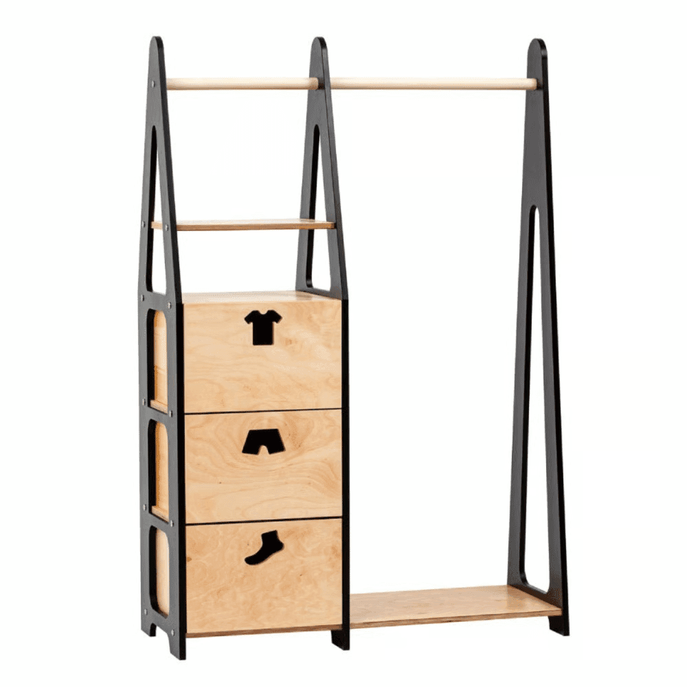 Duck Woodworks Shop Appendiabiti Con Fori A Forma Di Vestiti Cassetti Nero