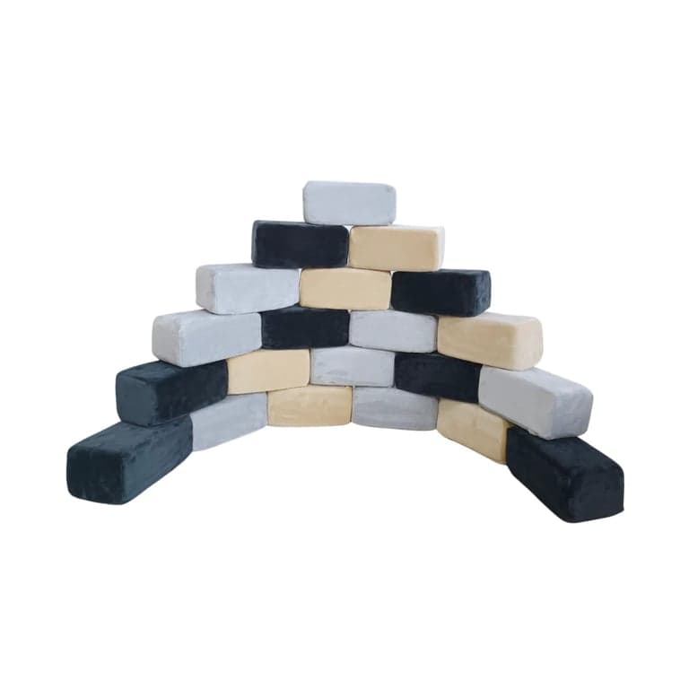 Wonder Space Plush Foam Blocks Rectangle Beige/Blue/Gray