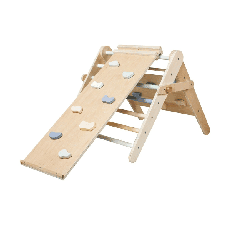 Elis Design Triangolo Pikler con Parete da Arrampicata e Tavola Attività Pastello