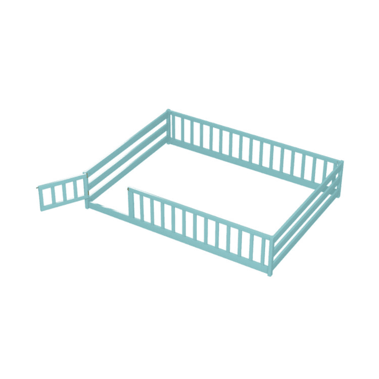 Costway Full Size Floor Bed With Rails Dark Green