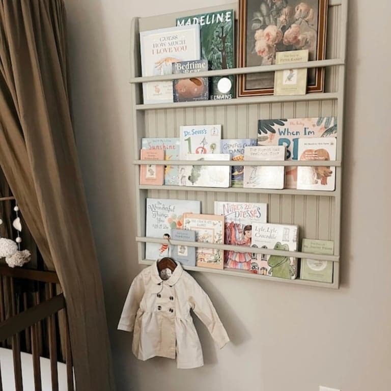 Appletree Woodcrafts Wall Hanging Bookshelf Stone Gray No Plate Grooves