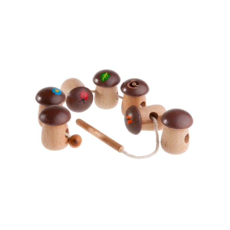 PoppyBabyCo Mushroom Wooden Lacing Toy