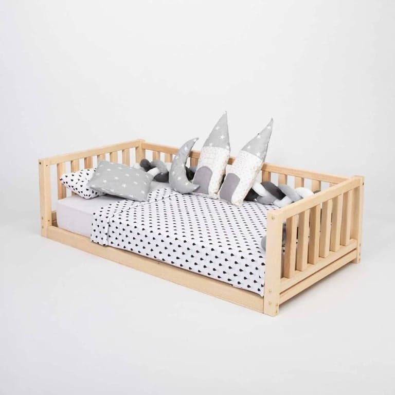 Montessori House Bed Floor Bed With Rails Full Pine Wood
