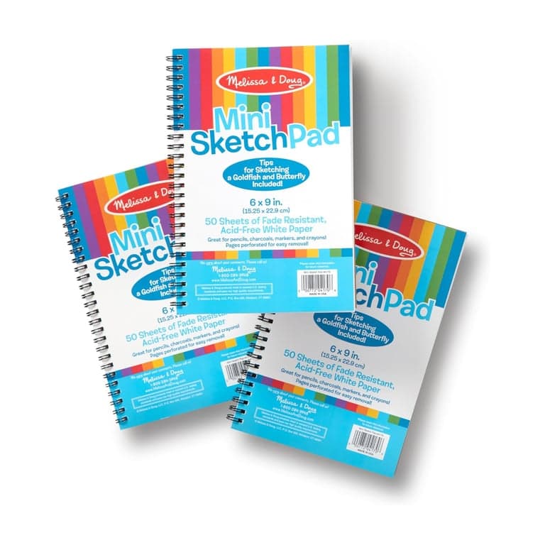 Melissa & Doug Mini Sketch Pad 6 x 9 Inches 3 Packs