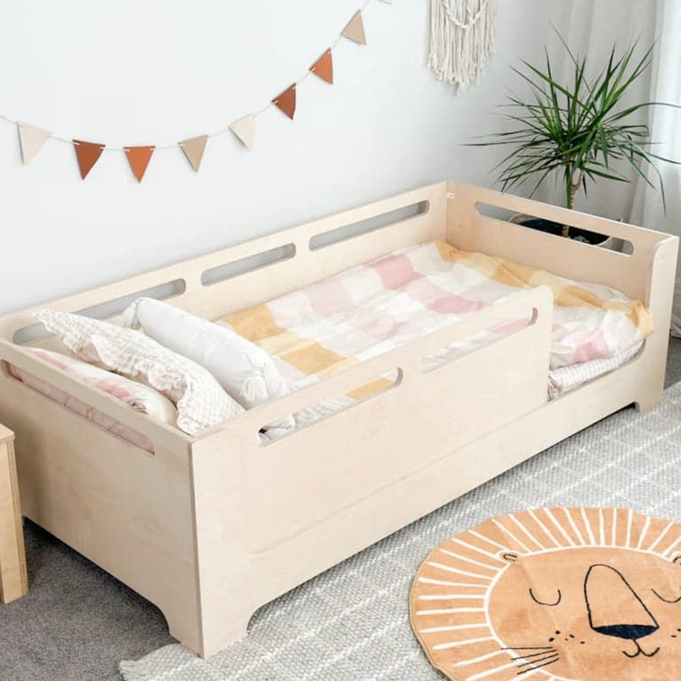 Magic of Wood Floor Bed With Cutouts & Removable Rail Ply Queen
