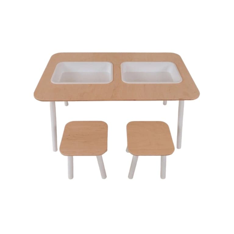 Wood and Hearts Sand and Water Sensory Table With 2 Molds and 2 Stools