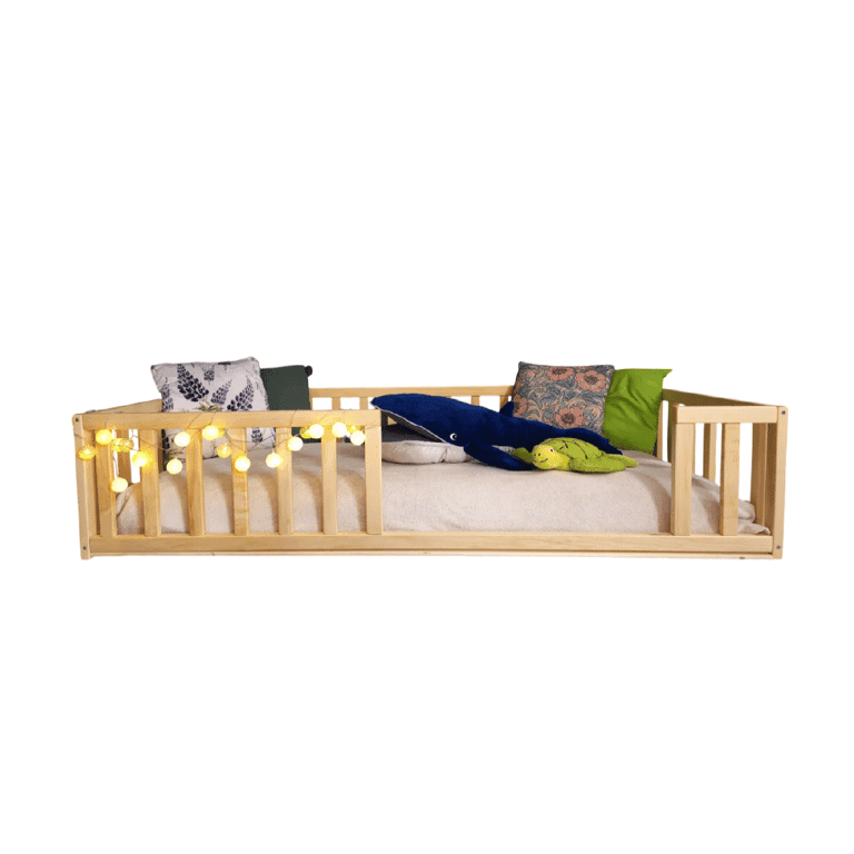 Eco Kids Universe Full Floor Bed With Rails Wax Only With Slats