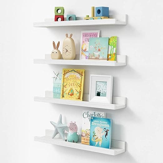 Forbena Set of 4 Wall Mounted Bookshelves White 23.1 Inches