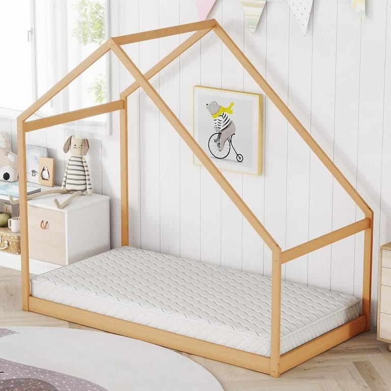 Merax Twin Bed Frames With Roof Natural