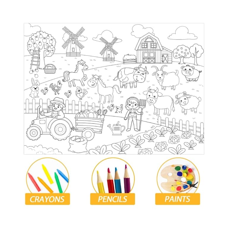Tevxj Giant Coloring Poster Farm Animal