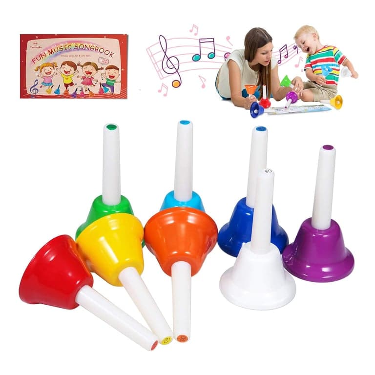 TantivyBo Hand Bells 8 Note Musical Set With 10 Songbook