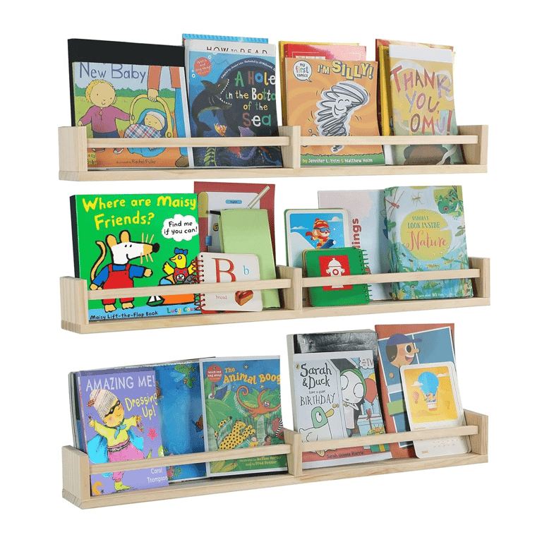 Austin yan Set of 3 Floating Wall Bookshelf Natural Wood