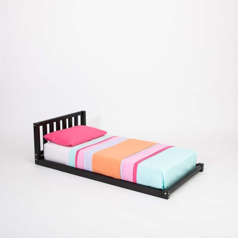 Sweet Home From Wood Wooden Floor Bed With Headboard Full Black